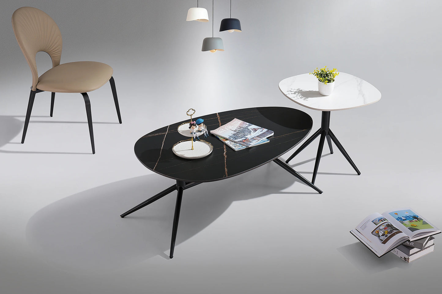 Oval Combination Round Indoor Home Casa Simple Light Luxury Dining Table Set Leisure Area Living Room Outdoor Coffee Table
