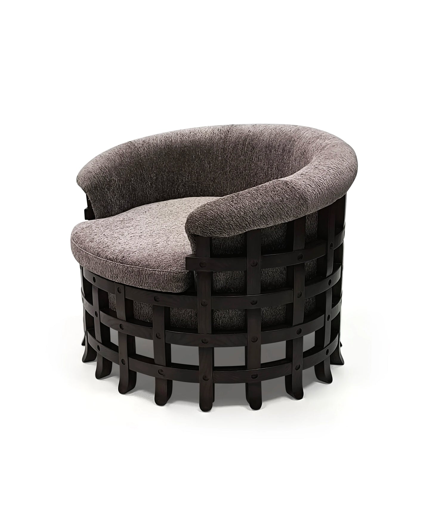 Vintage Design Sabi Wabi Armchair Grey Wood Round Seat Home Living Room Furniture Leisure Villa Interior Seat