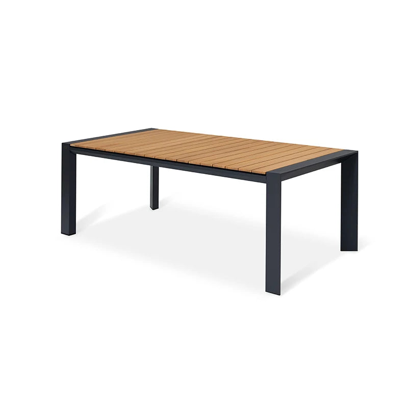 Teak Shaft Extended Aluminum Frame Furniture Outdoor Dining Table Chair Set Hotel Restaurant Outdoor Garden