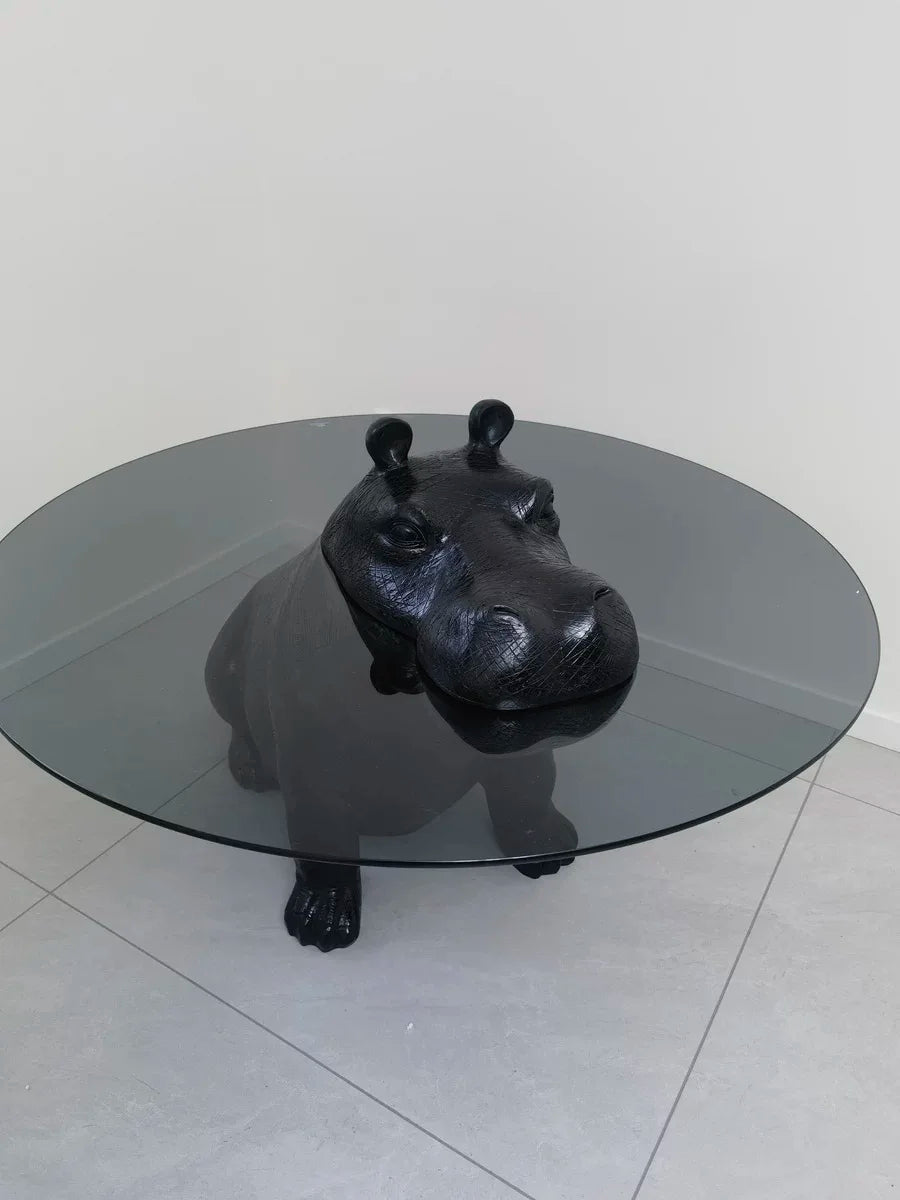 Hippo style glass top living room furniture indoor villa dedicated hippo apartment lobby coffee table loft coffee table