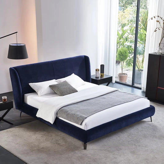 Apartment Hotel Modern Design Fabric Italy Nordic Queen Bed Interior Double Bed Home Interior Bedroom Furniture Villa Bed