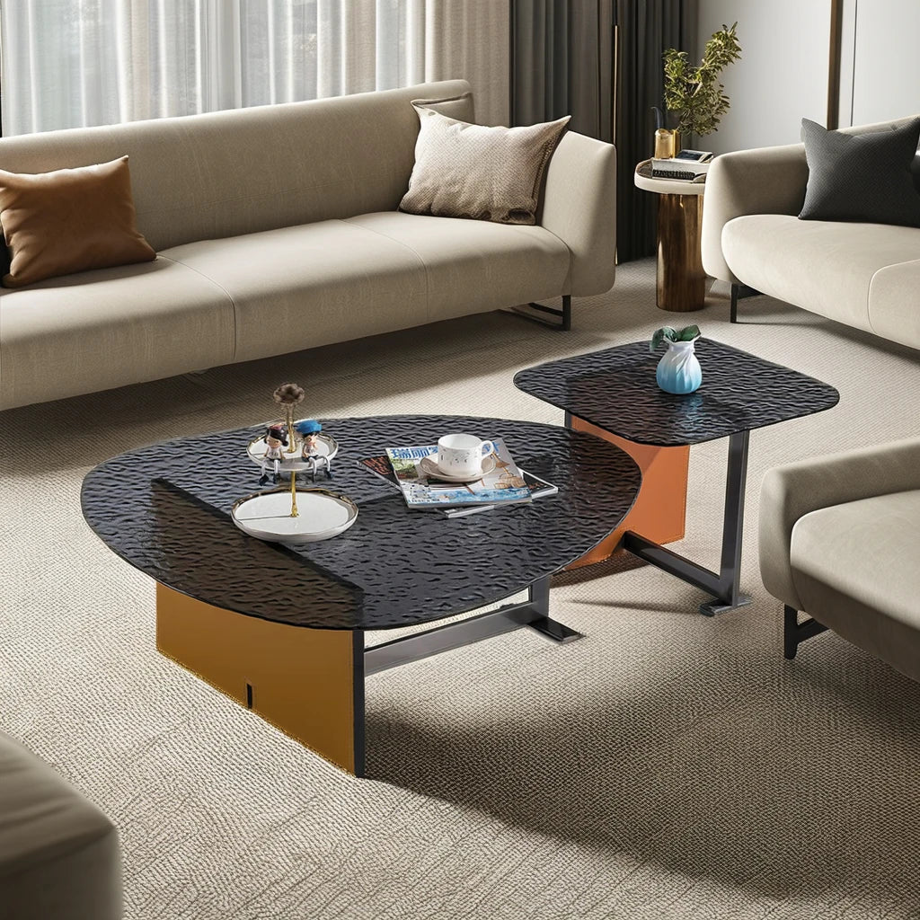 Light luxury glass top VIP villa furniture living room leisure coffee table combination home interior beauty salon coffee table