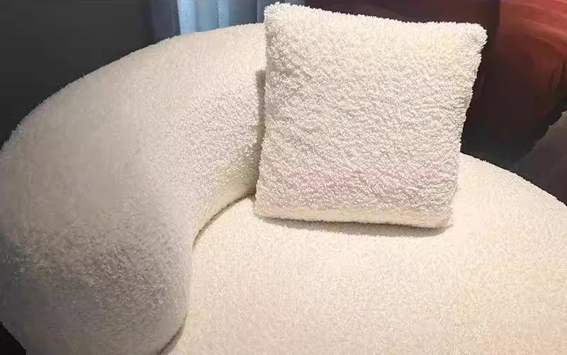 INS style Italian design large villa apartment fabric round casual sofa chair soft foam comfortable living room white fat sofa