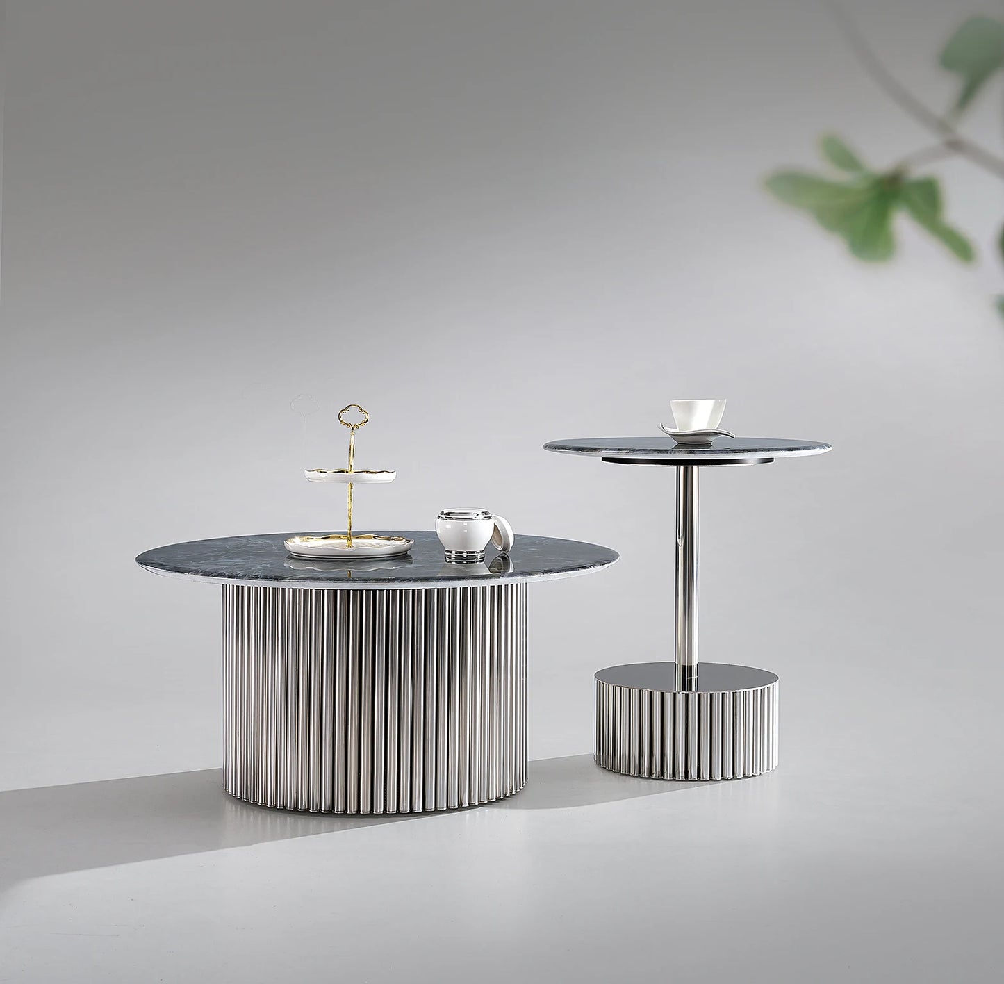Stainless steel base high-end Italian design simple coffee table set home villa furniture luxury apartment project coffee table