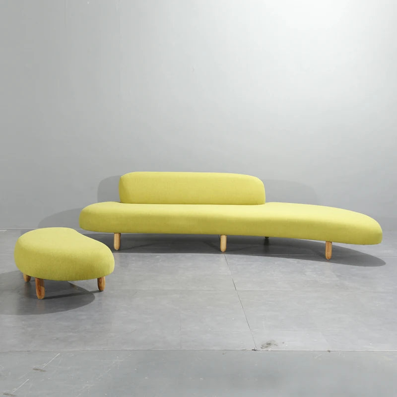 Beautiful Salon Waiting Curve Lounge Chaise Big Villa Apartment Indoor Furniture Office Area Moon Shape 200cm Sofa Set