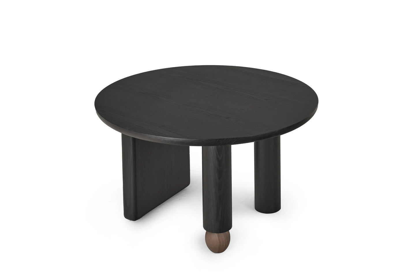Modern minimalist Wabisabi design plywood frame round black ash wood home dining table set 6 stone material kitchen dining room