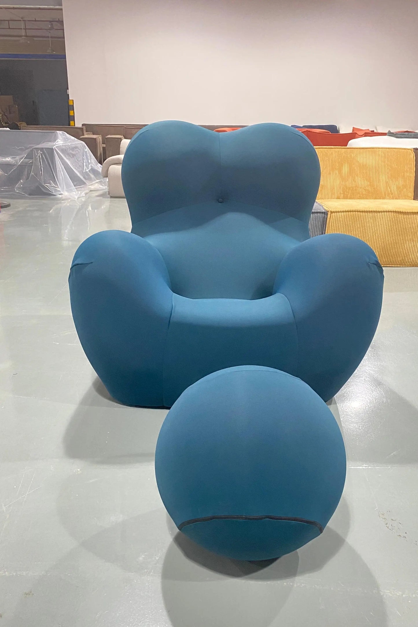 Modern Creative Irregular Fabric Lazy Single Compression Sofa Chair Luxury Living Room Lounge Sofa Chair with Ottoman