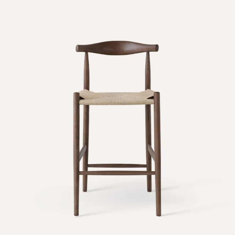 Solid wood Nordic minimalist retro chair with woven rope horn for home furniture in coffee shops and milk tea shops