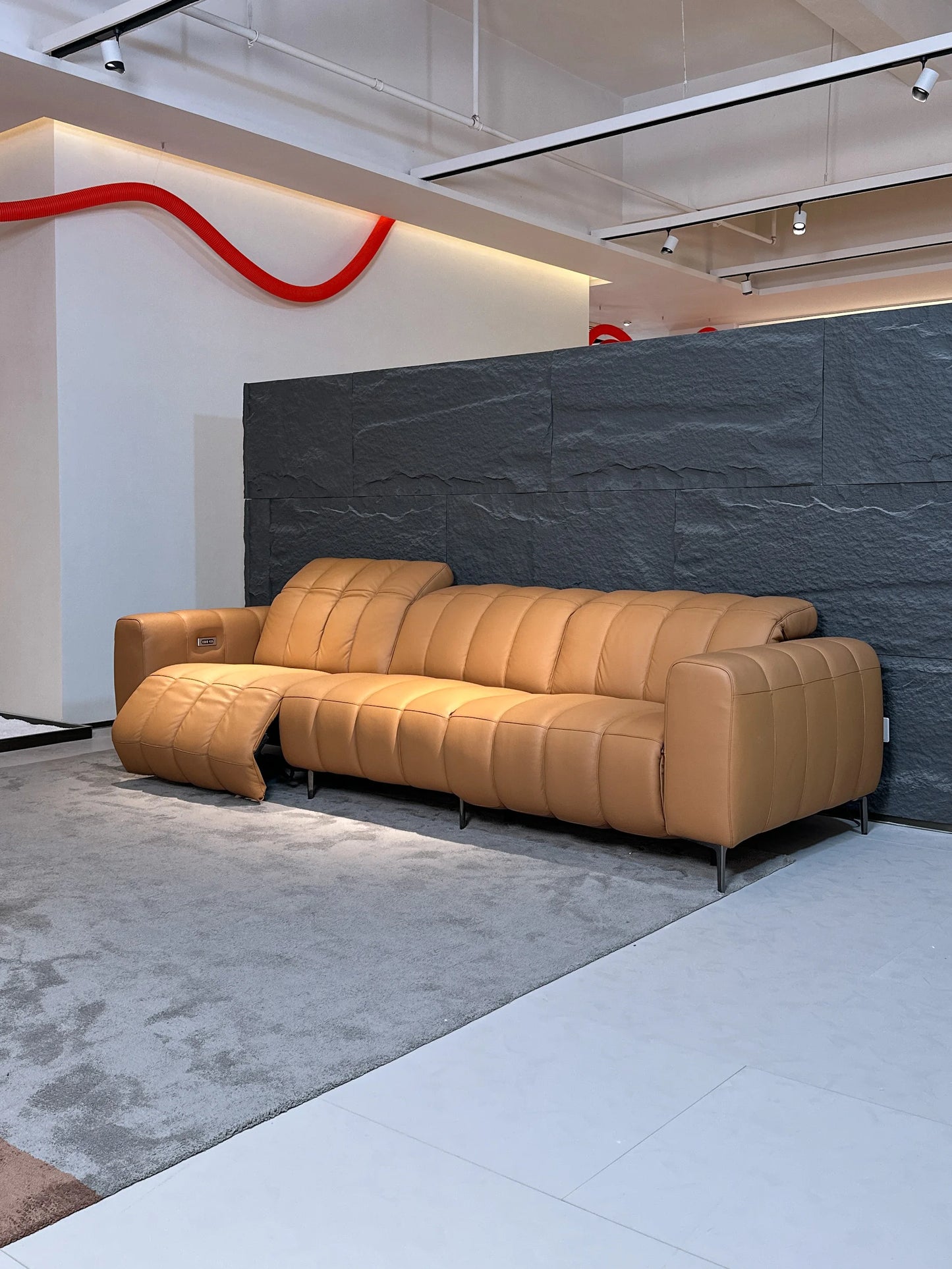 3seat Living Room Furniture Villa Power Recliner Sectional Sofa Electric Headrest Electric Reclining Combination Functional Sofa