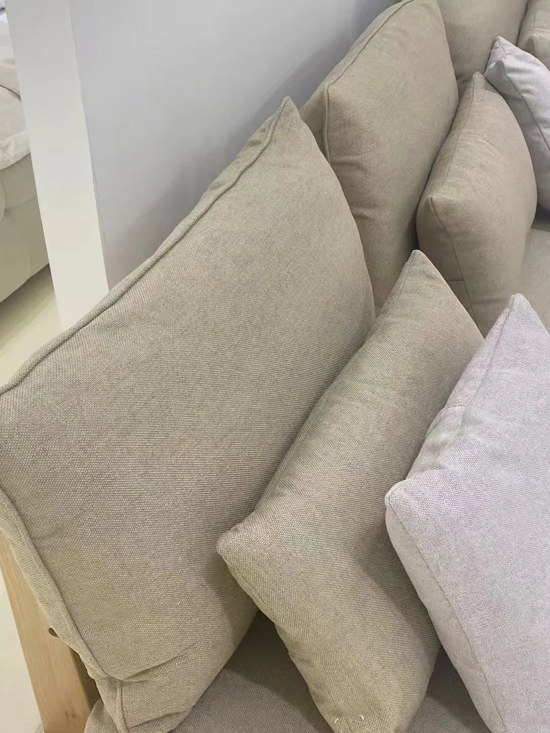 Solid Ash Japanese Design Wabisabi Home Living Room Furniture 3 Seats Sofa Fabric Cover Hotel Loft Villa Leisure Sofa
