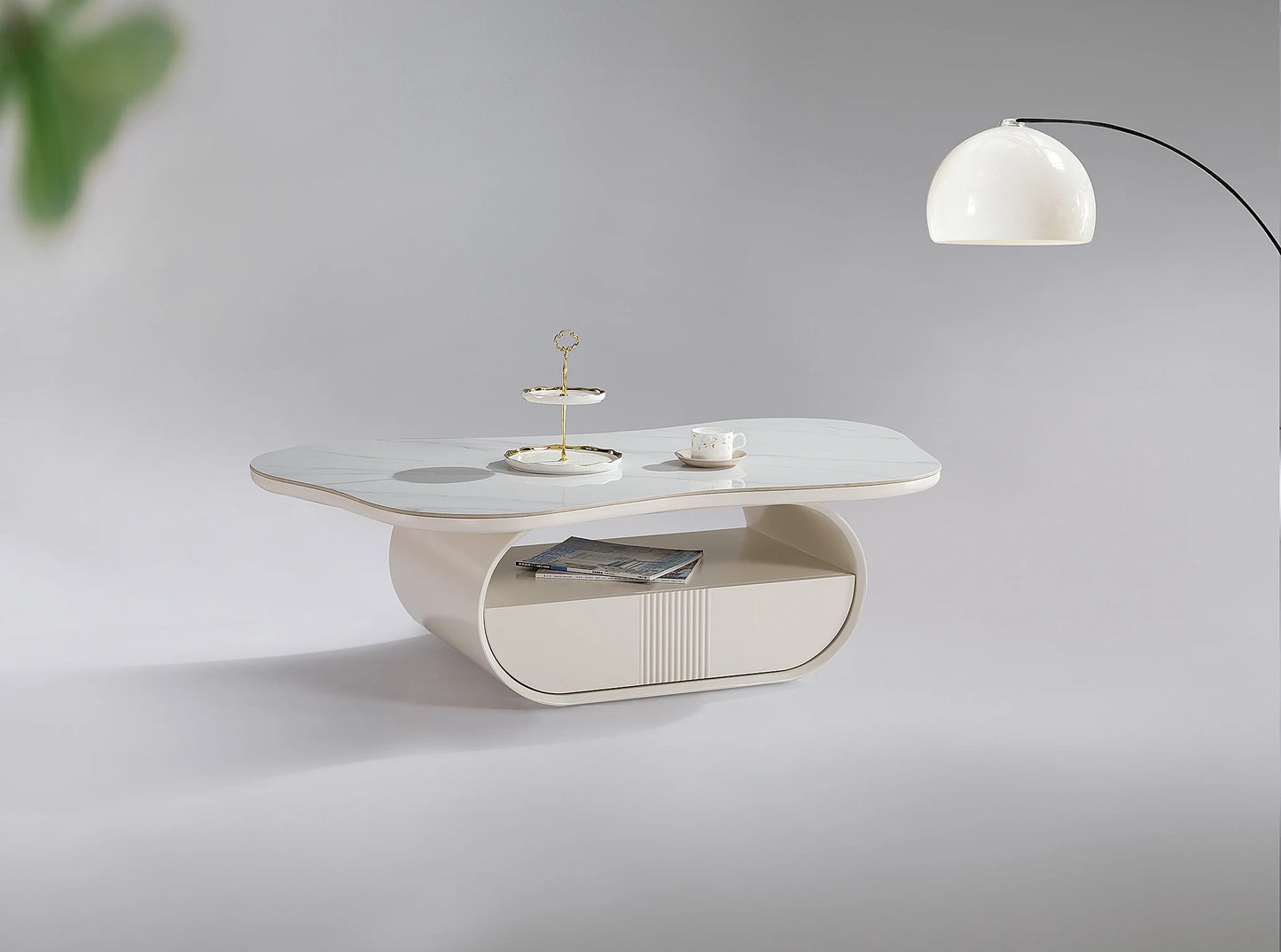 White ceramic living room center coffee table household furniture casual restaurant bedroom hotel project coffee table