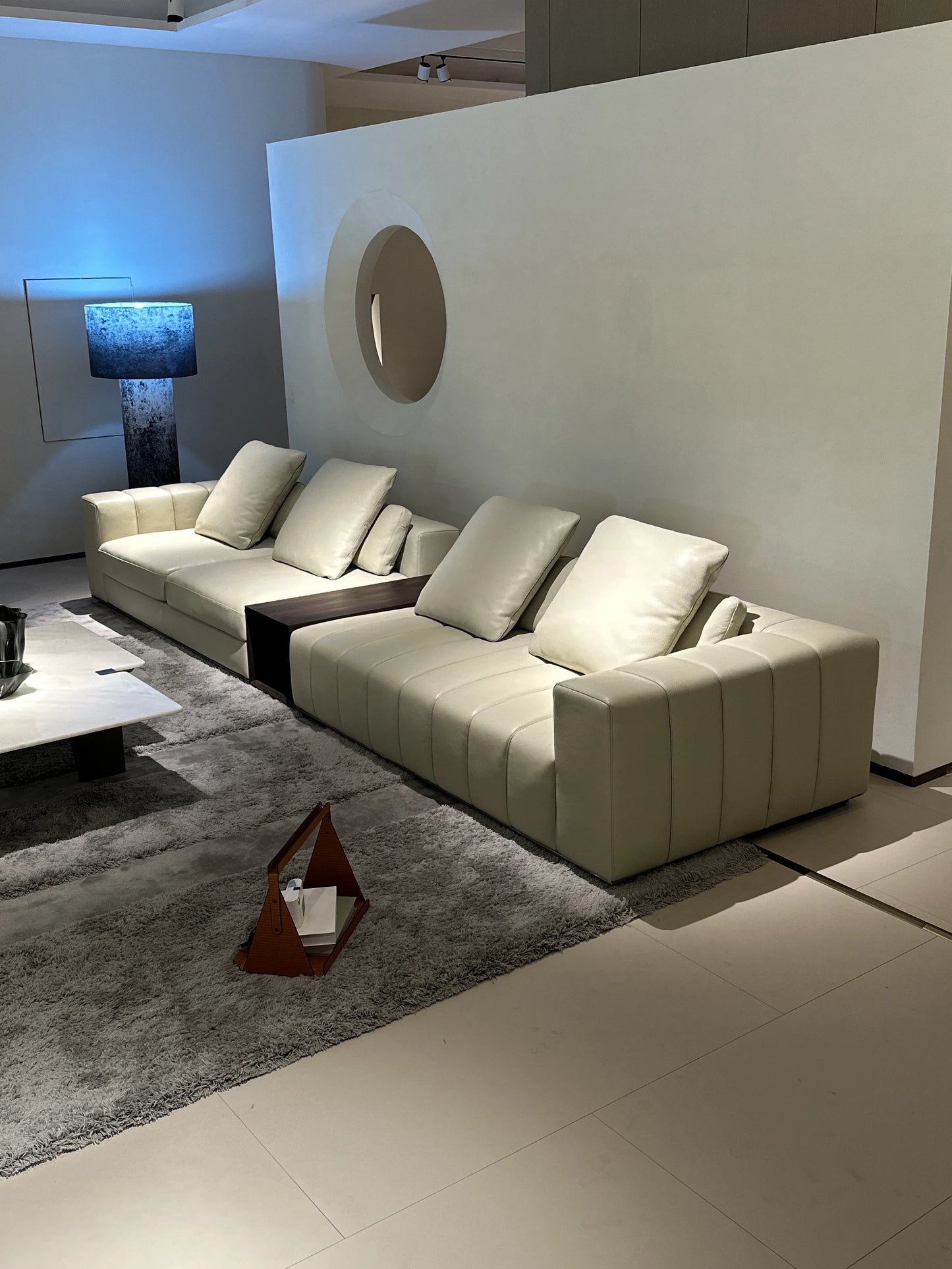 Athens Italian simple piano keys luxury sofa beige leather sofa combination sofa Italian leather sofa