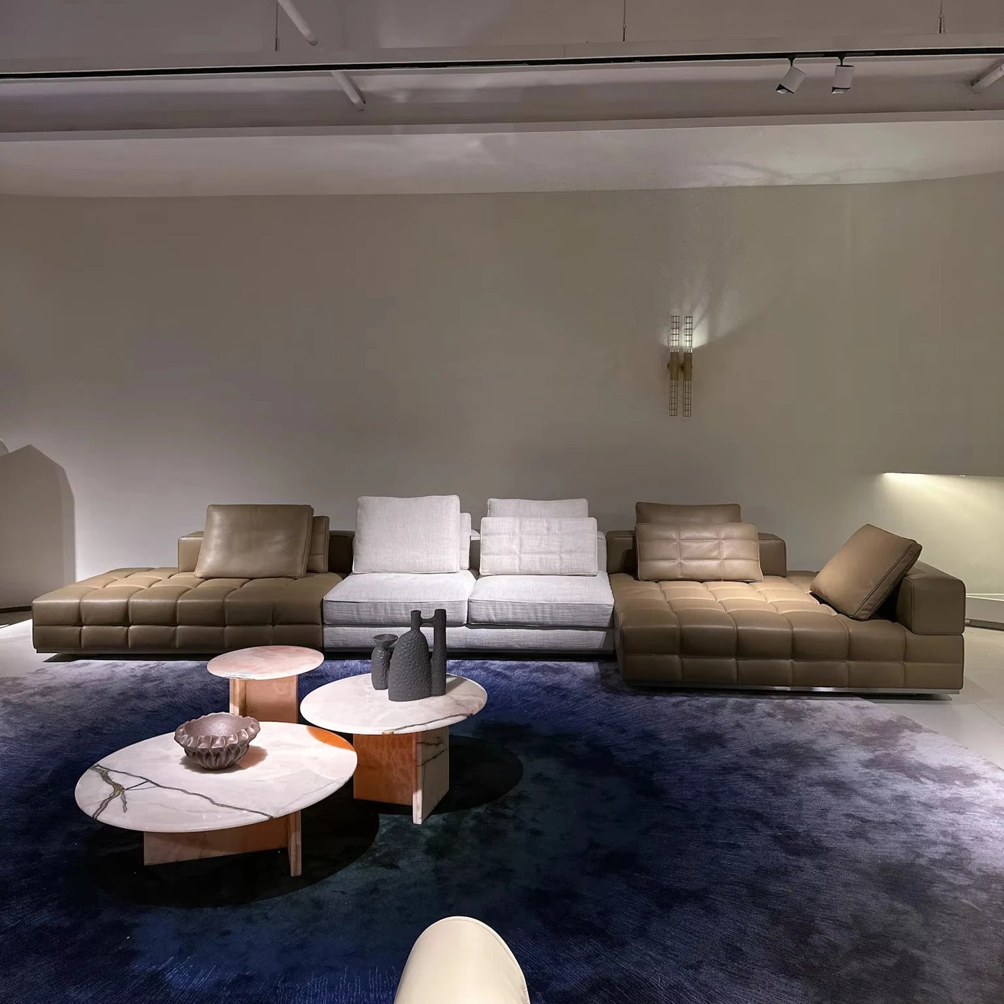 Fashion Furniture Combination Sofa Modern Luxury Atmospheric Cowhide Sofa Simple Light Luxury Villa Combination Villa Sofa