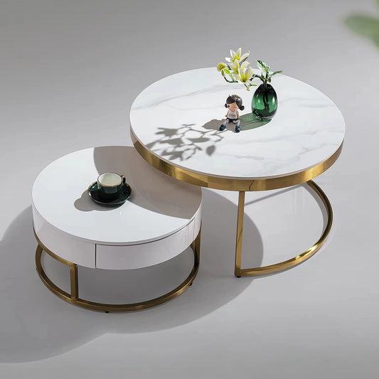 Gold base ceramic home living room furniture luxury combination coffee table set casual relaxation dining room low coffee table