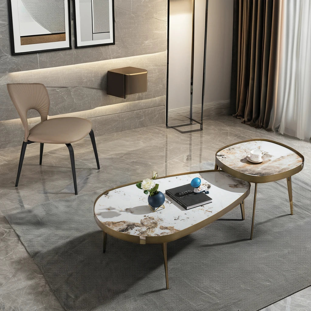 European Apartment Project Living Room Modern Style Set Coffee Table Oval Ceramic Home Furniture Bedroom Hotel Coffee Table