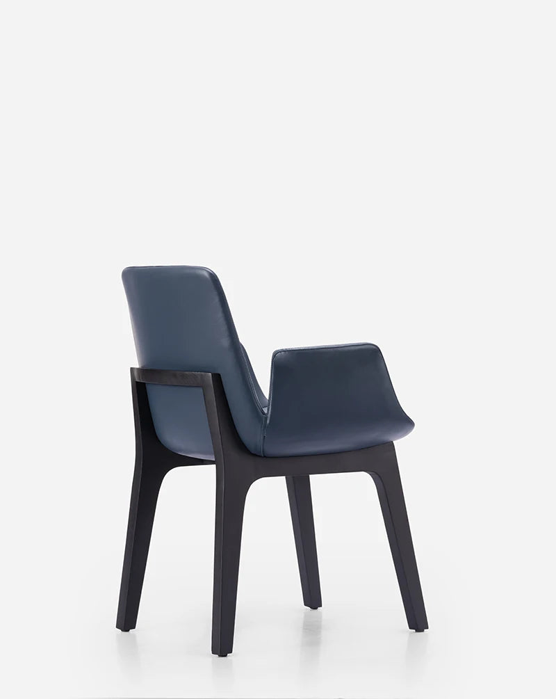 High quality modern minimalist design leather wooden dining chair foldable modular home furniture lounge chair bedroom villa