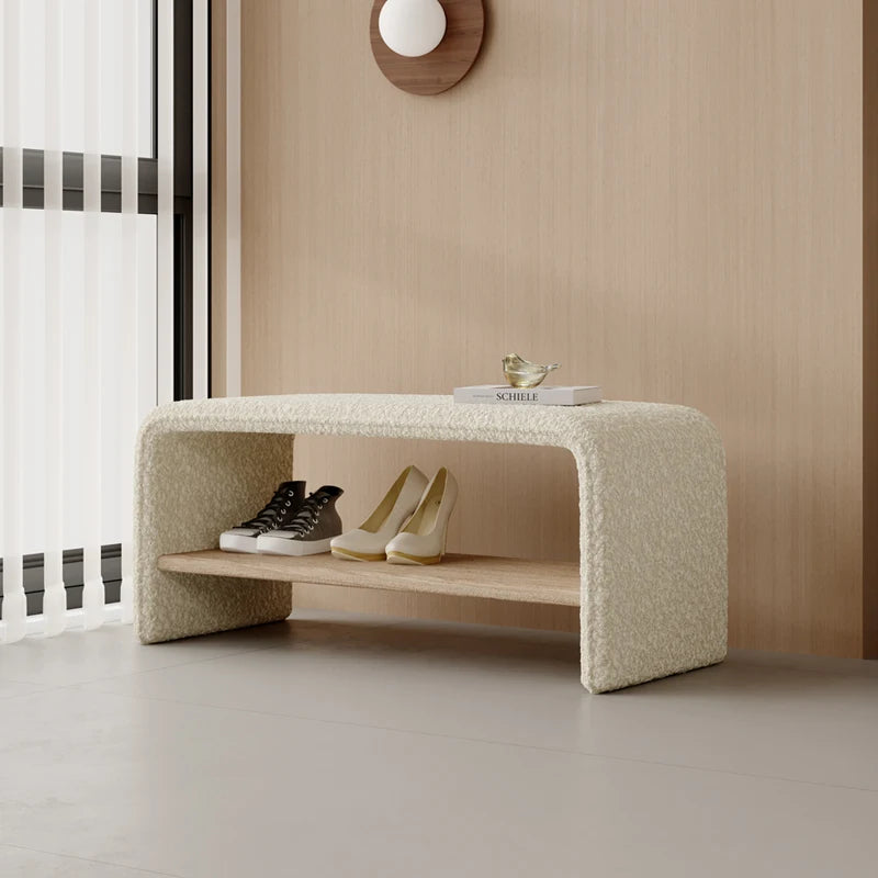 High-end modern entrance door solid wood shoe changing stool with integral entrance stool for fitting room household shoe cabinet