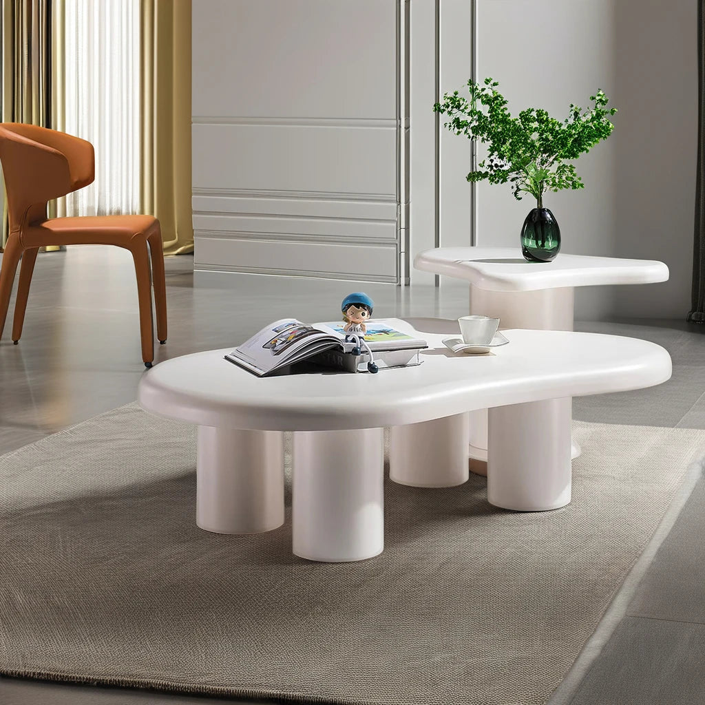 Milk White Sabi Wabi Design Home Living Room Low Coffee Table Set Interior Furniture Bedroom Simple Modern Coffee Table