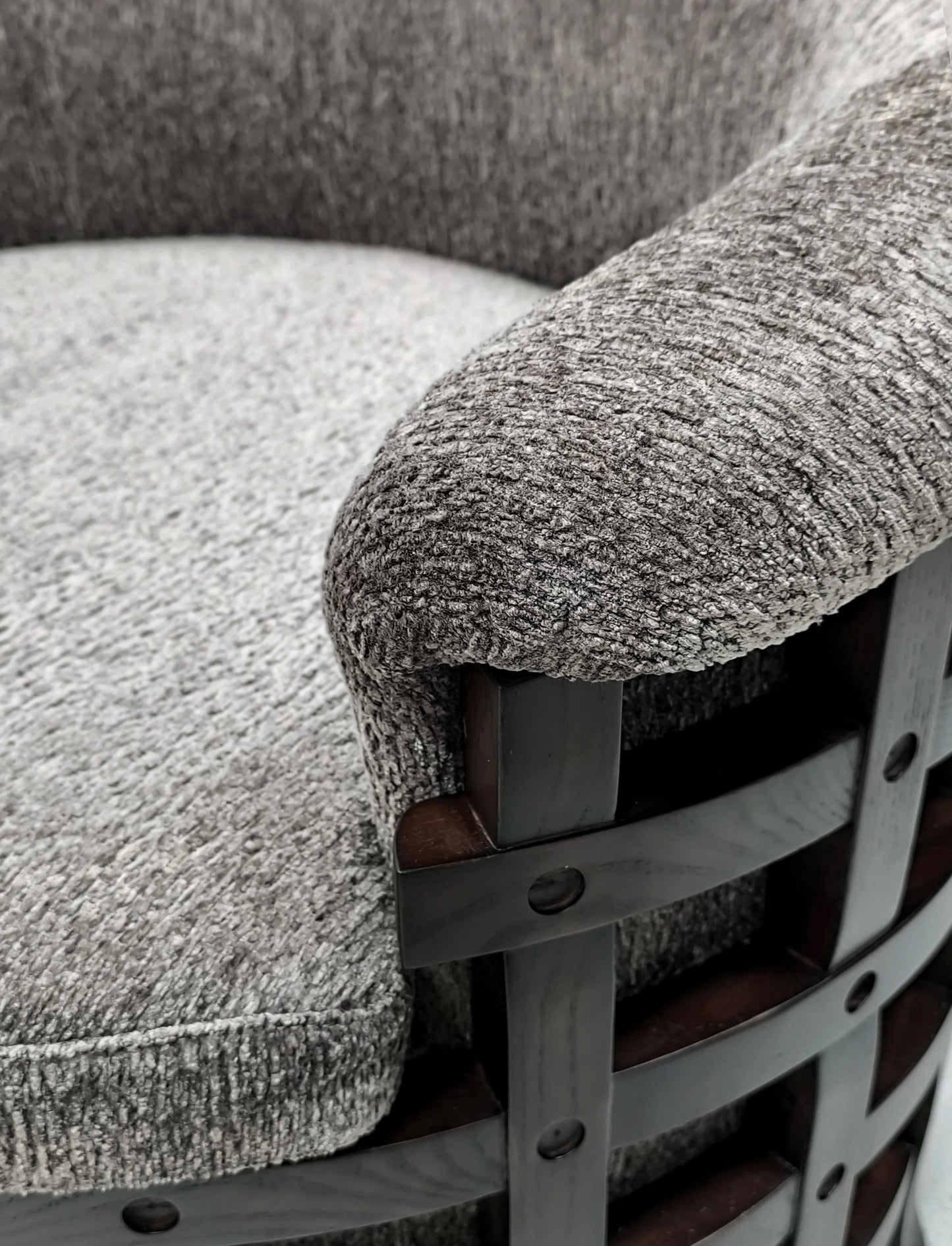Vintage Design Sabi Wabi Armchair Grey Wood Round Seat Home Living Room Furniture Leisure Villa Interior Seat
