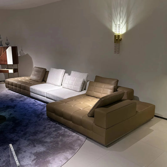 Fashion Furniture Combination Sofa Modern Luxury Atmospheric Cowhide Sofa Simple Light Luxury Villa Combination Villa Sofa