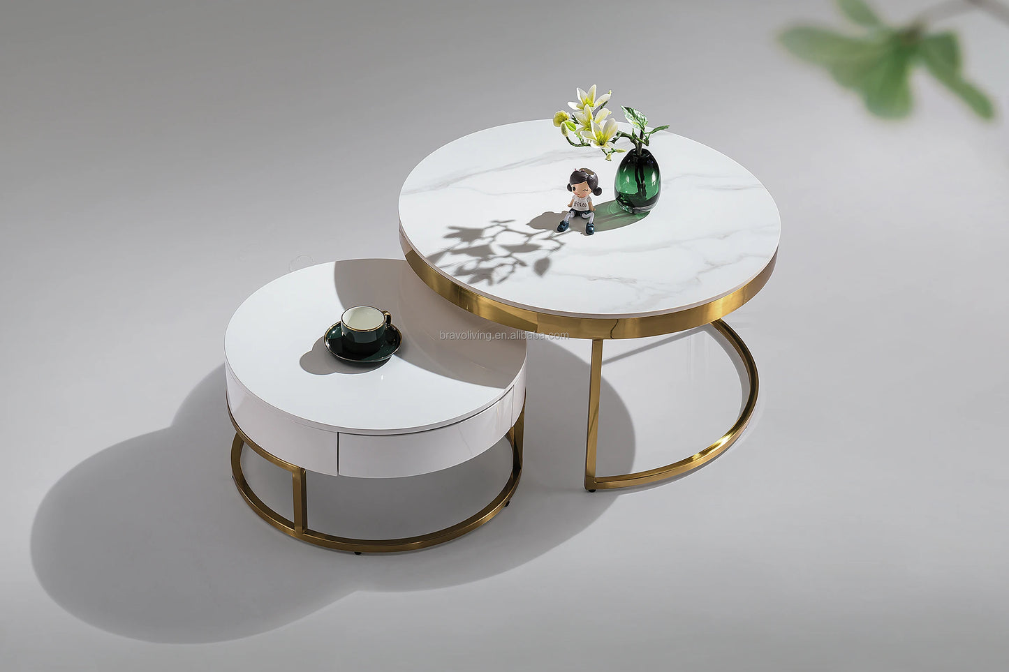 Gold base ceramic home living room furniture luxury combination coffee table set casual relaxation dining room low coffee table