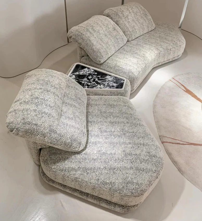 Wabi Sabi custom indoor soft Italian fabric cover leisure sofa living room public area leisure curve corner module sofa