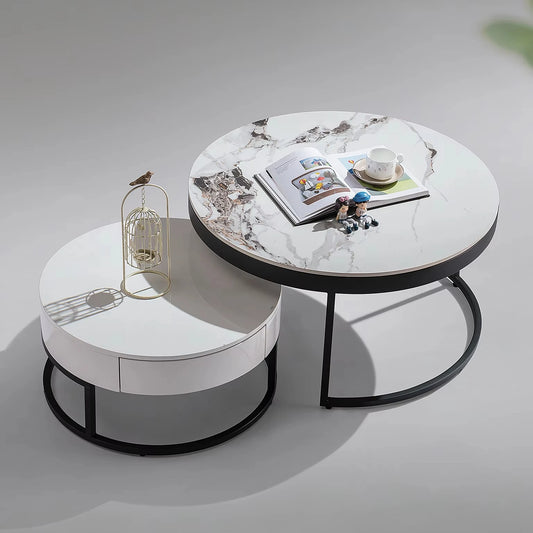 Ceramic living room interior furniture size round indoor bedroom indoor coffee table household coffee table set