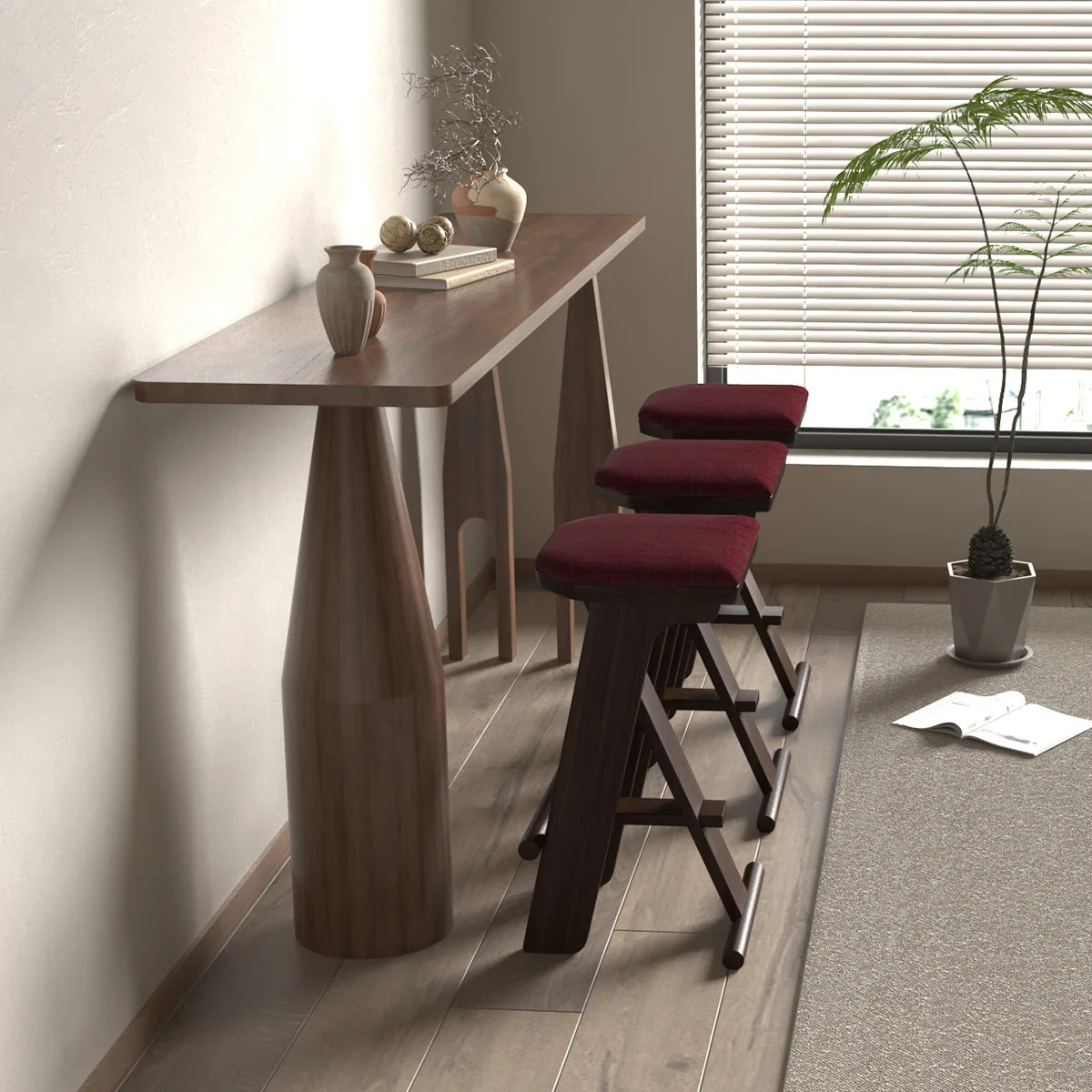 Modern solid wood high chair family bar coffee shop simple Italian Nordic French retro restaurant living room counter stool