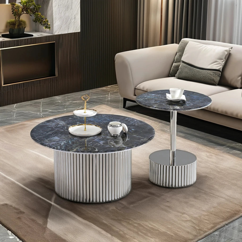 Stainless steel base high-end Italian design simple coffee table set home villa furniture luxury apartment project coffee table