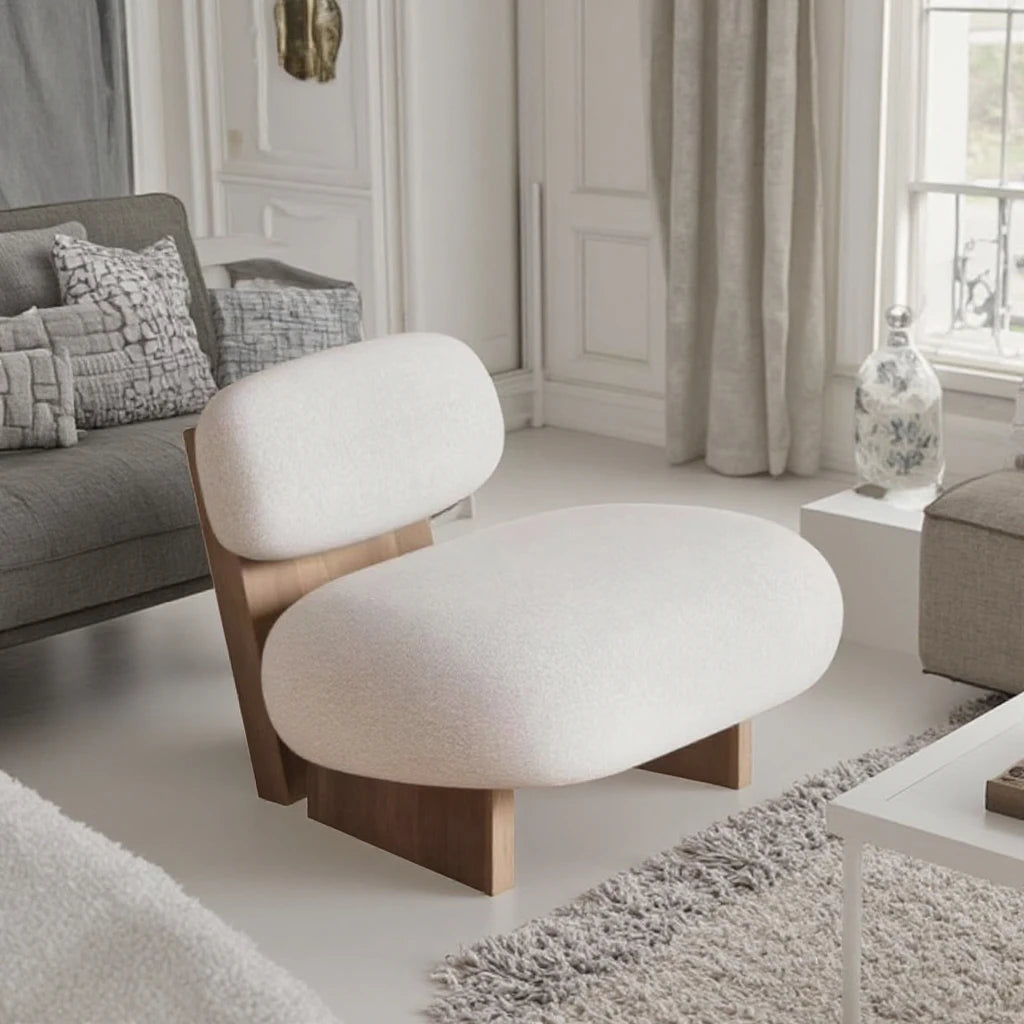 Nordic style home living room furniture villa gray wooden frame leisure seat apartment loft comfortable Japanese seat fabric chair