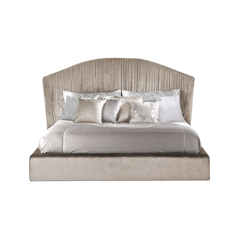 Italian luxury brand modern simple double bed high-end light luxury master bedroom bed cover buckle Italian style leather bed