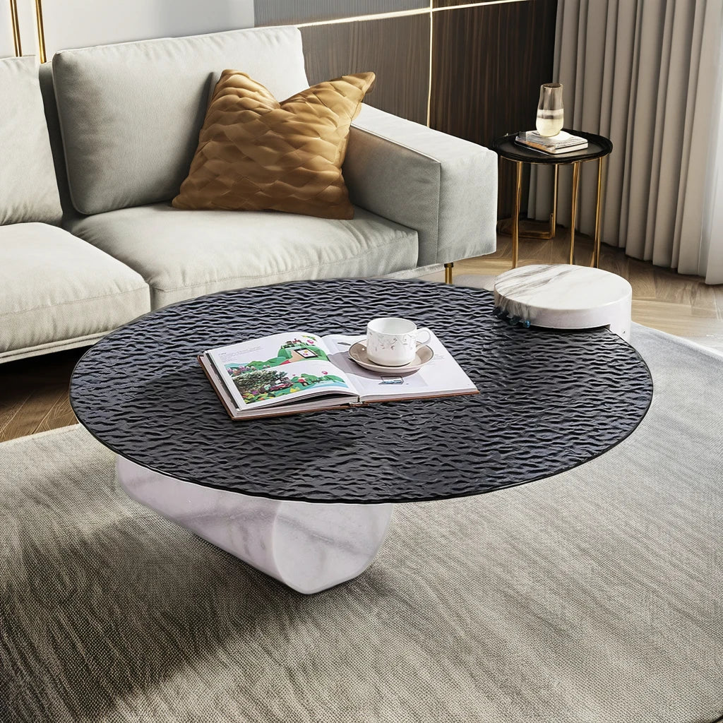 Modern luxury VIP glass top coffee table Unique design Interior home decoration Living room or bedroom