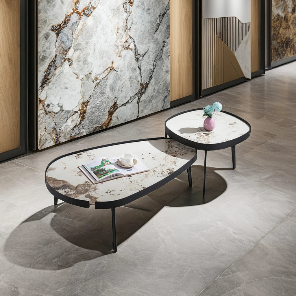 European Apartment Project Living Room Modern Style Set Coffee Table Oval Ceramic Home Furniture Bedroom Hotel Coffee Table