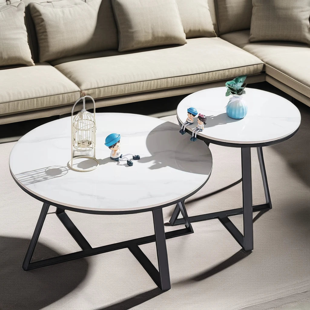 Modern Coffee Table Set Big and Small Round Shape 80+50cm Living Room Furniture Italian Design Modern Bedroom Vip Tea Table