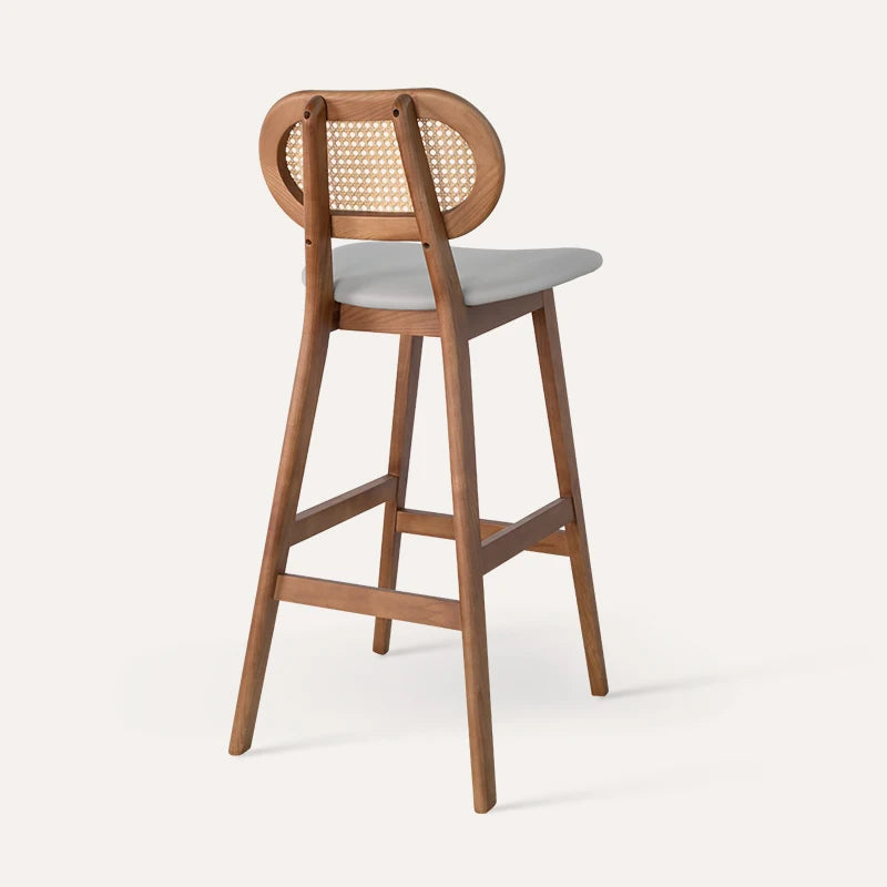Vintage rattan bar chair villa home island stool wabi commercial modern restaurant bar counter metal high pole stool