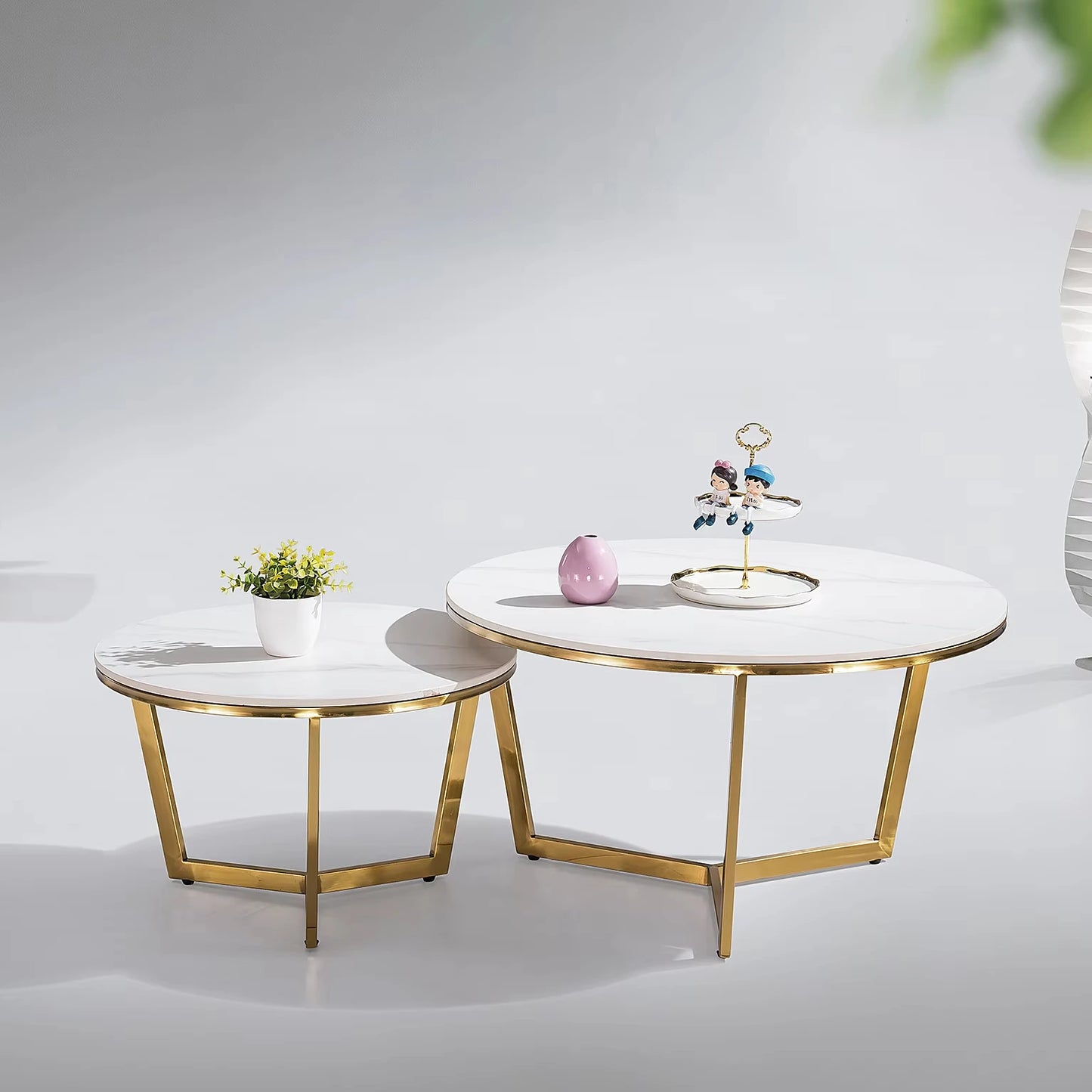 Combination coffee table set Modern simple apartment Hotel project Living room high-end gold base coffee table
