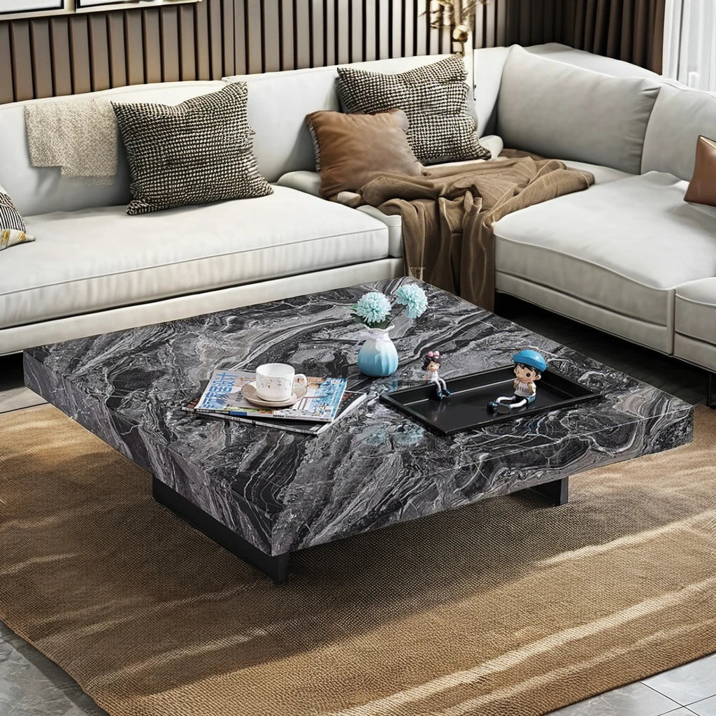Artificial Marble 100*100cm square Nice Pattern Home Living Room Furniture Coffee Table Minimalist Italian Design Tea Table