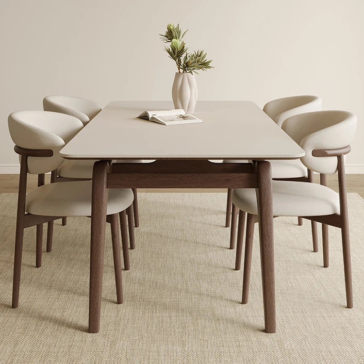 WABI SABI Hot Sale Style Solid Wood Cream Rectangle Chair Combination Comfortable Home Wooden Dining Table