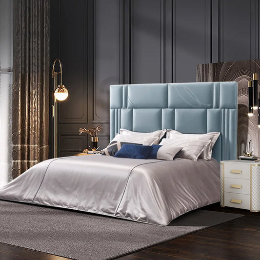 Italian luxury top leather high-end custom Italian design modern master bedroom large high back villa luxury bed
