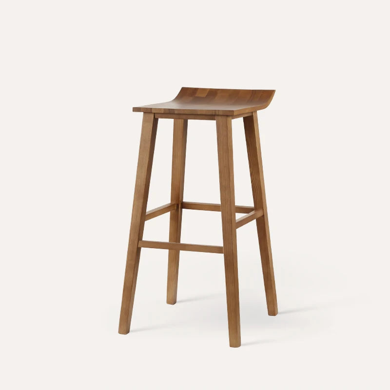 Modern simple American home custom high bar stool pure solid wood coffee chair kitchen restaurant hotel wood bar stool