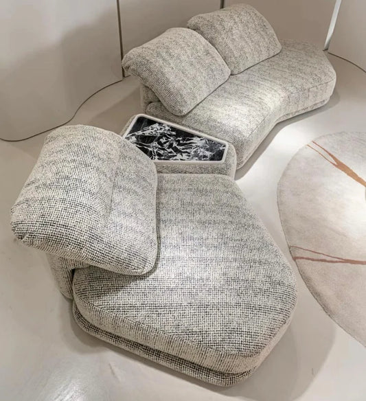 Wabi Sabi custom indoor soft Italian fabric cover leisure sofa living room public area leisure curve corner module sofa