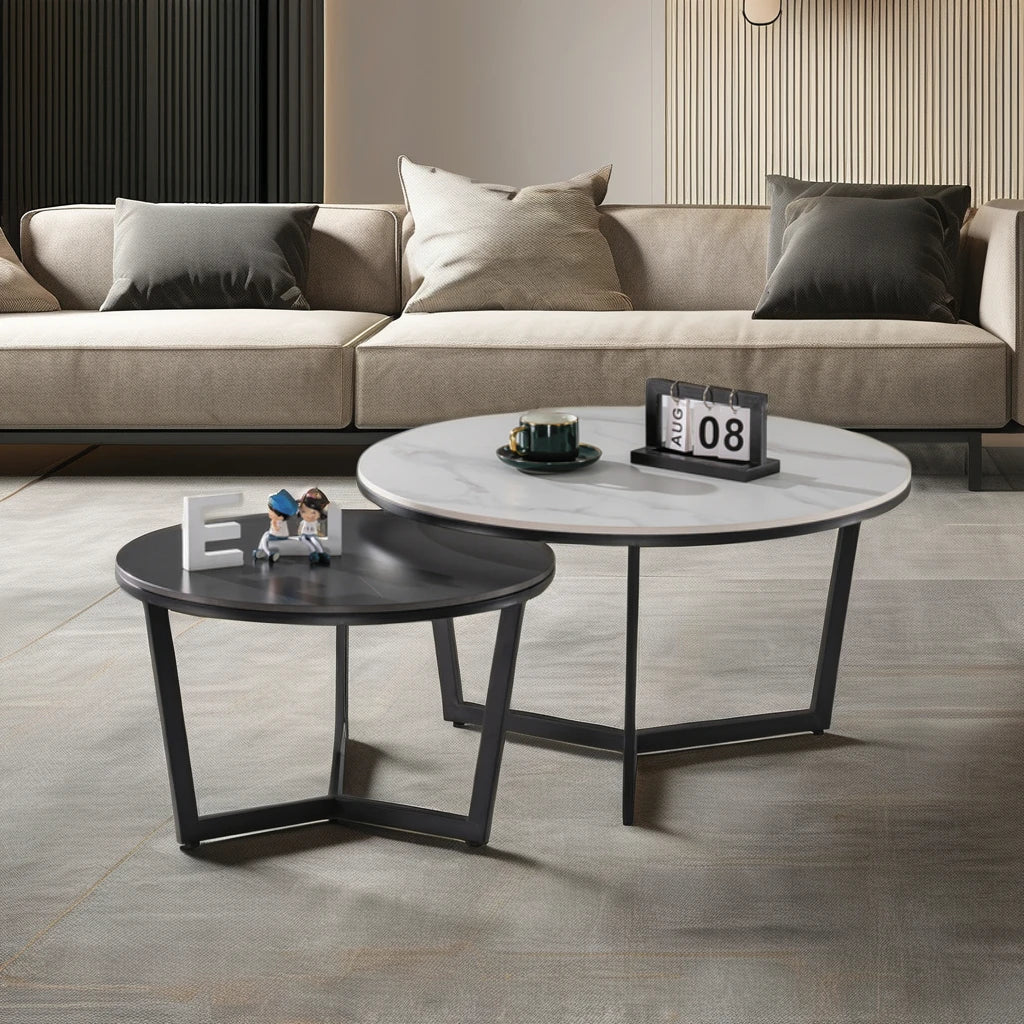 Combination coffee table set Modern simple apartment Hotel project Living room high-end gold base coffee table