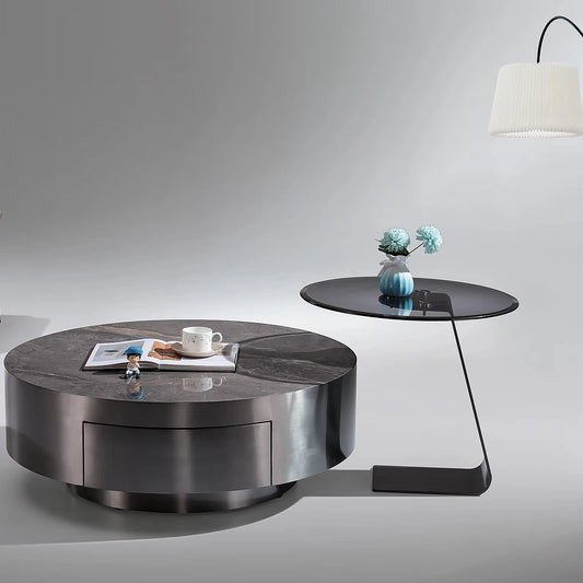 Small house living room furniture round combination TV coffee table Italian design light luxury coffee table set