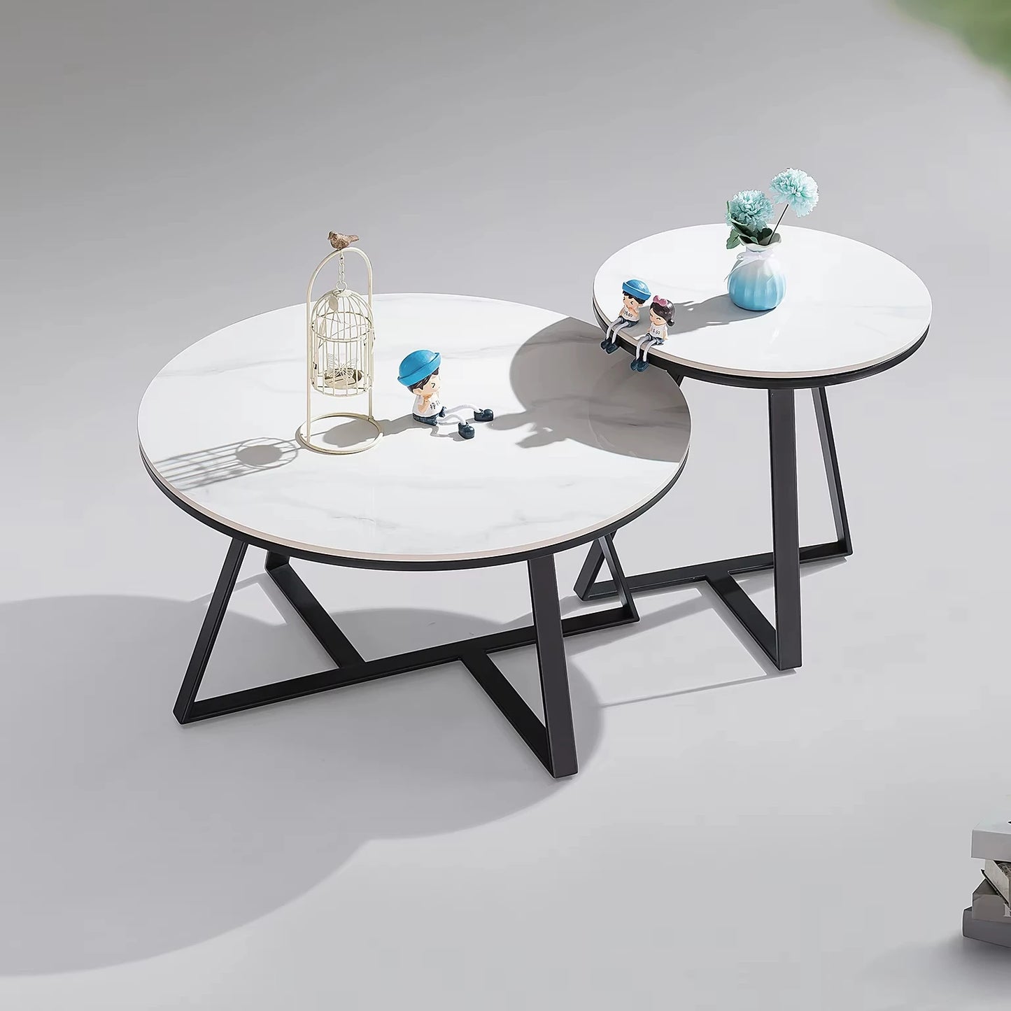 Modern Coffee Table Set Big and Small Round Shape 80+50cm Living Room Furniture Italian Design Modern Bedroom Vip Tea Table