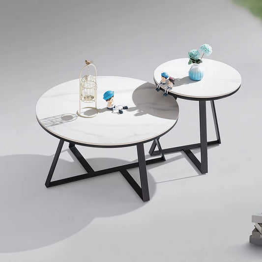 Modern Coffee Table Set Big and Small Round Shape 80+50cm Living Room Furniture Italian Design Modern Bedroom Vip Tea Table