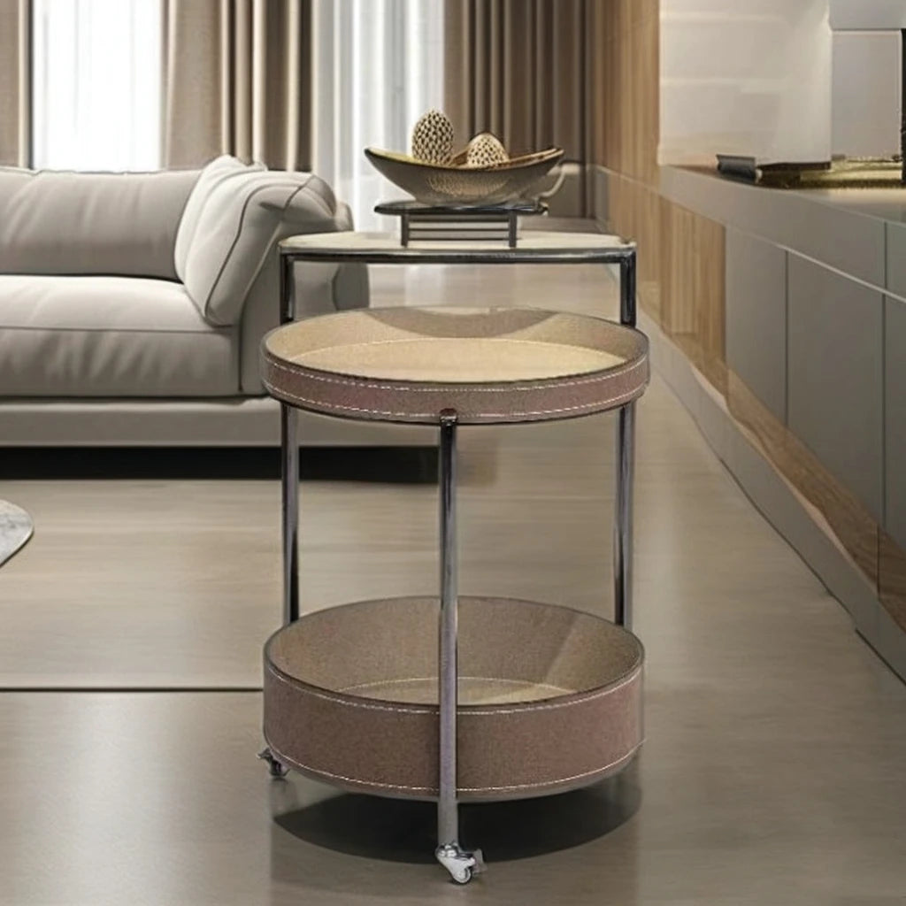 Trolley Wheel Snacks Side Table Bedroom Furniture Villa Living Room Casa Coffee Table Loft Project Saddle Leather Coffee Table