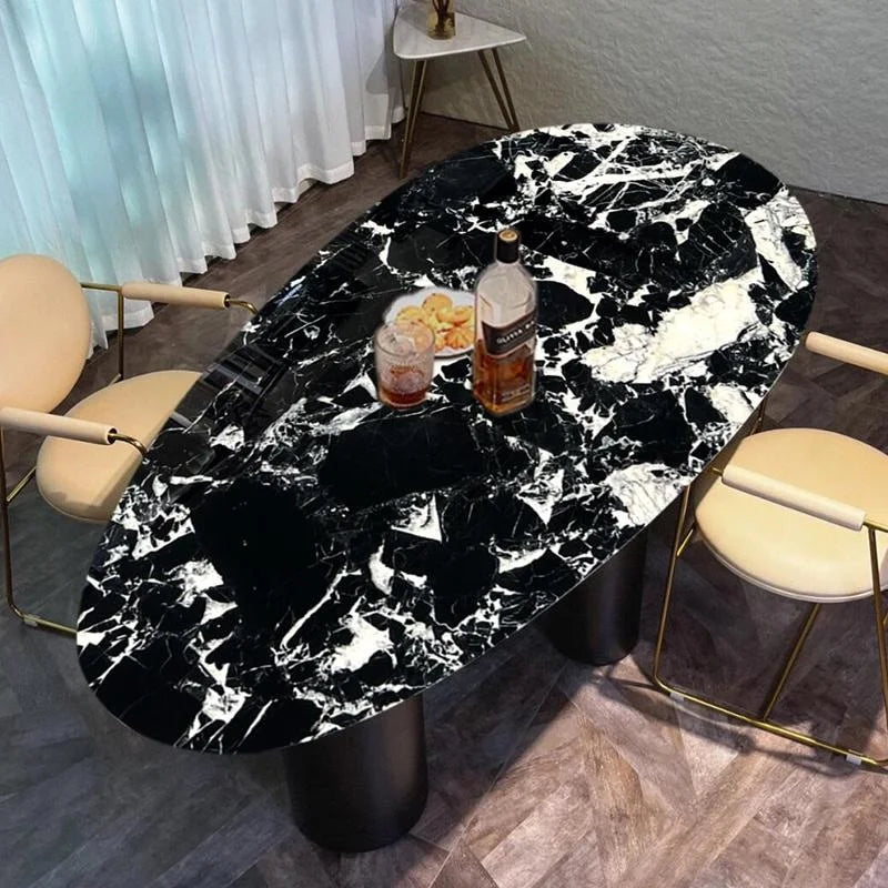 Italian luxury black natural marble modern design style large 240 cm long flat accessible dining table