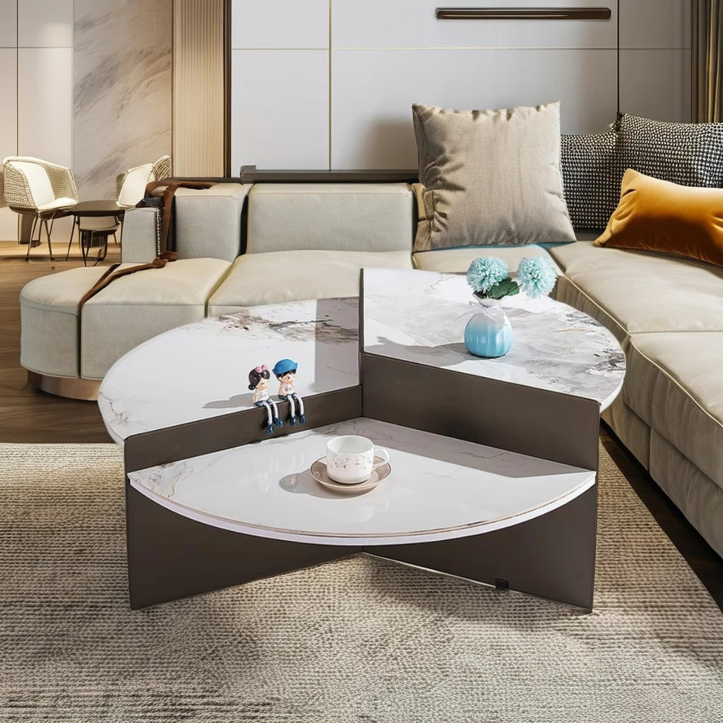 Special Design Home Living Room Furniture Round Ceramic Coffee Table Simple Italian Design Villa Home Coffee Table