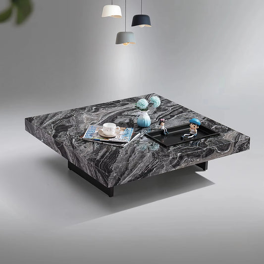 Artificial Marble 100*100cm square Nice Pattern Home Living Room Furniture Coffee Table Minimalist Italian Design Tea Table