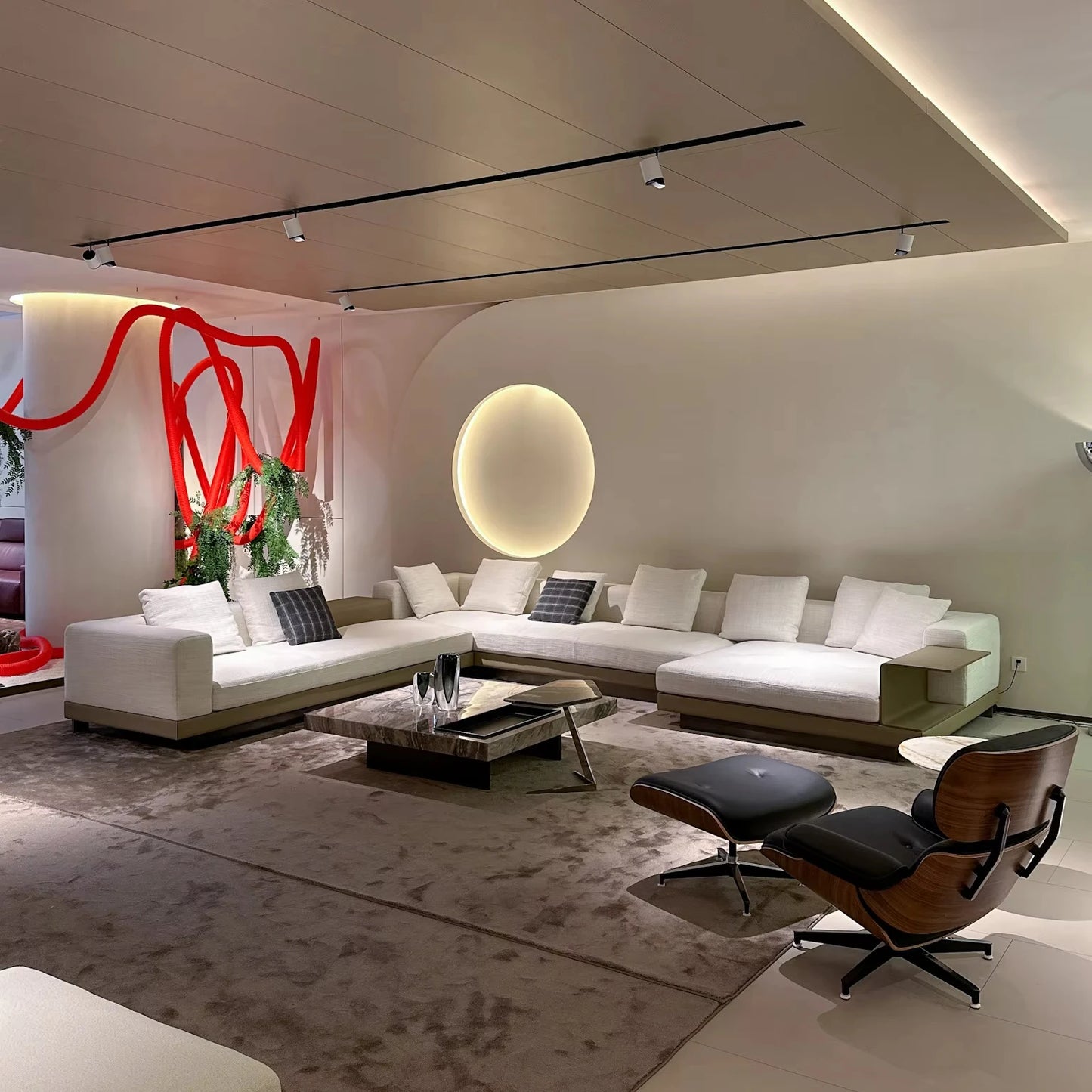 Beautiful living room combination leather sofa sofa set furniture Italian design modern leather fabric combination sofa
